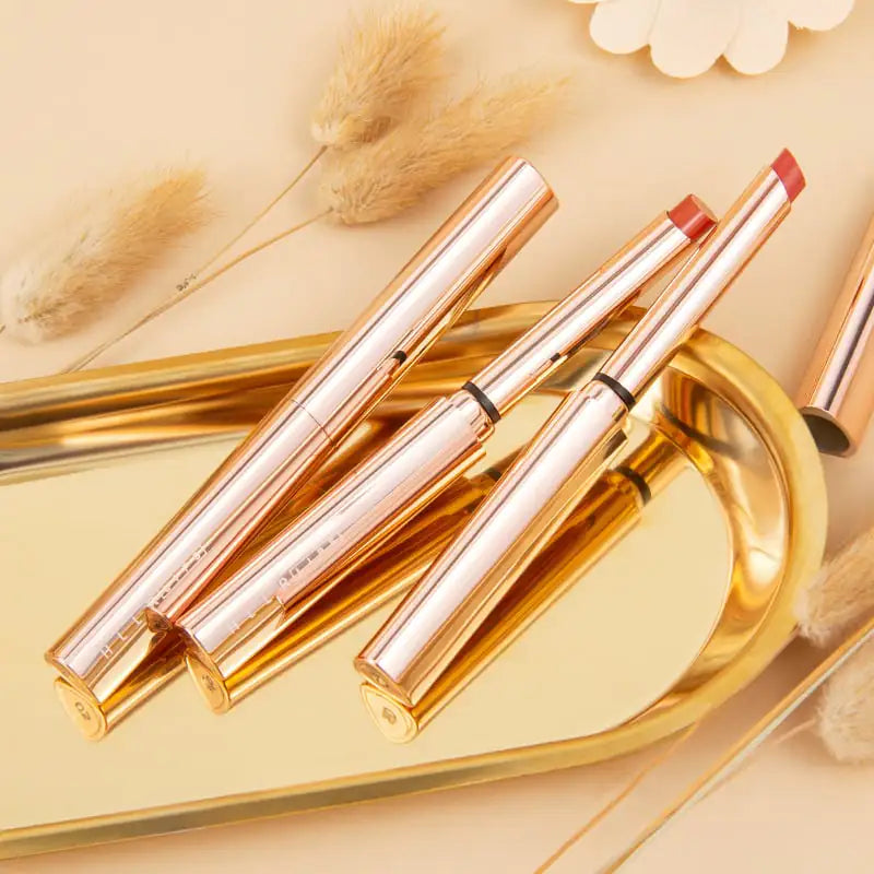 Golden Thin Tube Semi-Matte Velvet Moisturizing Lipstick
